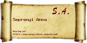 Seprenyi Anna névjegykártya
