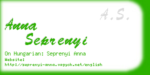 anna seprenyi business card